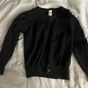 Black Cardigan with Floral Detail